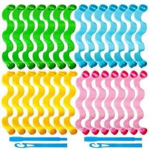 24 Pcs No Heat Wavy Hair Curler w/ 2 Styling Hooks